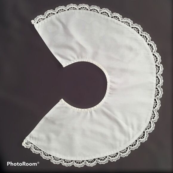Vintage Handmade Cotton Lace Trim Eye Hook Closure Collar - Picture 4 of 8